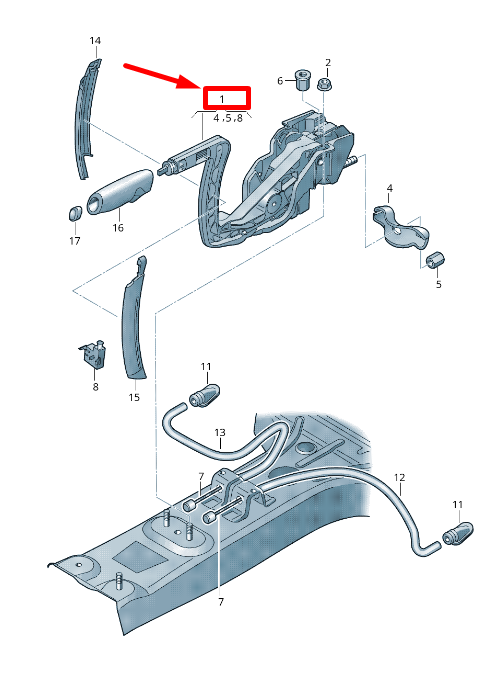 new audi a3 sportback 8p brake lever 8p0711303c original