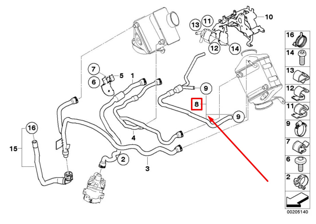 NEW BMW X5 E70 ENGINE COOLANT RECOVERY TANK HOSE 17127589733 7589733 ORIGINAL