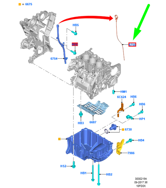 new ford fiesta mk7 oil dip stick cm5g-6750-ga 1762522 original