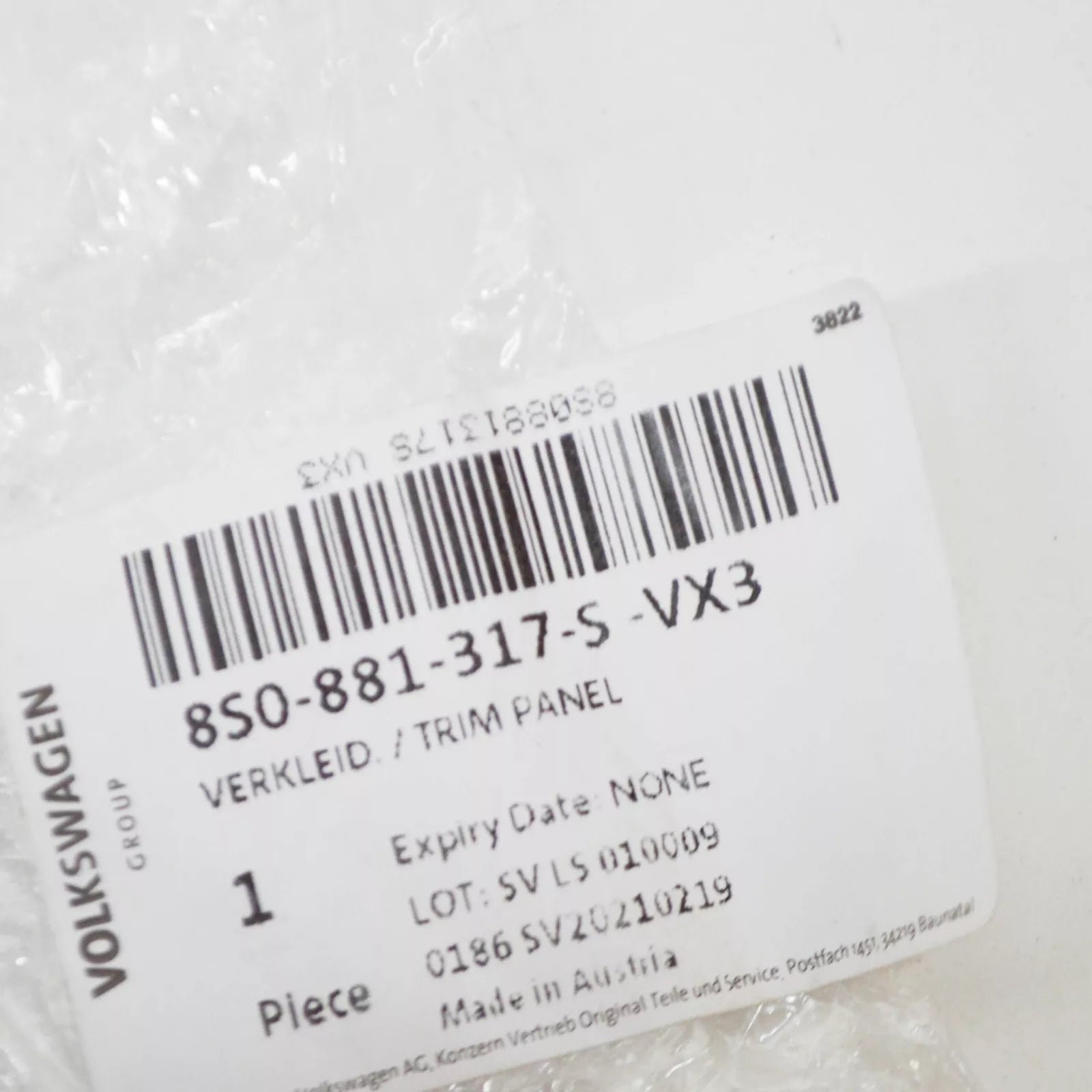 NEW AUDI TT FV MK3 FRONT LEFT SEAT LEFT BACK TRIM 8S0881317SVX3 ORIGINAL