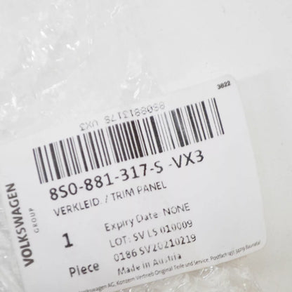 NEW AUDI TT FV MK3 FRONT LEFT SEAT LEFT BACK TRIM 8S0881317SVX3 ORIGINAL