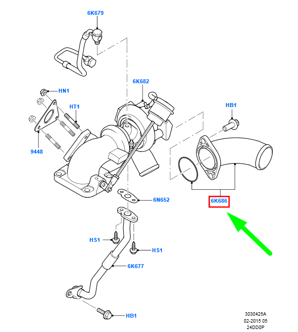 new ford transit mk3 turbocharger elbow 6c1q-6k686-ac 1372803 original