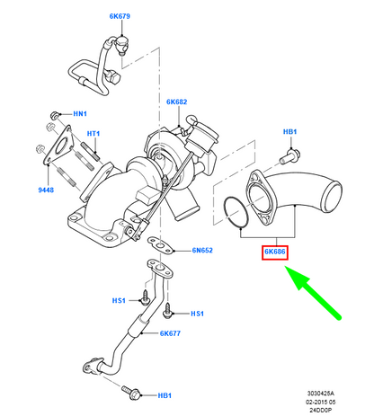 new ford transit mk3 turbocharger elbow 6c1q-6k686-ac 1372803 original