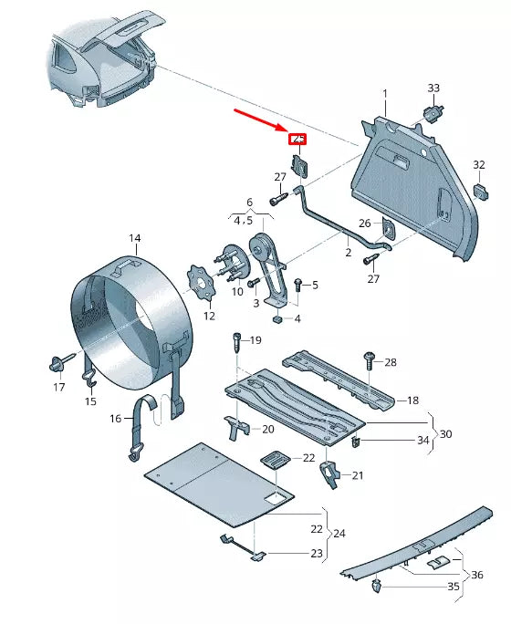 NEW VW TOUAREG 7P MK2 FRONT C-PILLAR SPARE WHEEL TRIM 7P686758582V