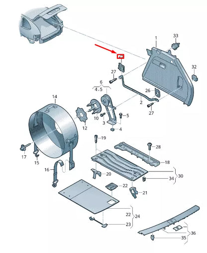 NEW VW TOUAREG 7P MK2 FRONT C-PILLAR SPARE WHEEL TRIM 7P686758582V