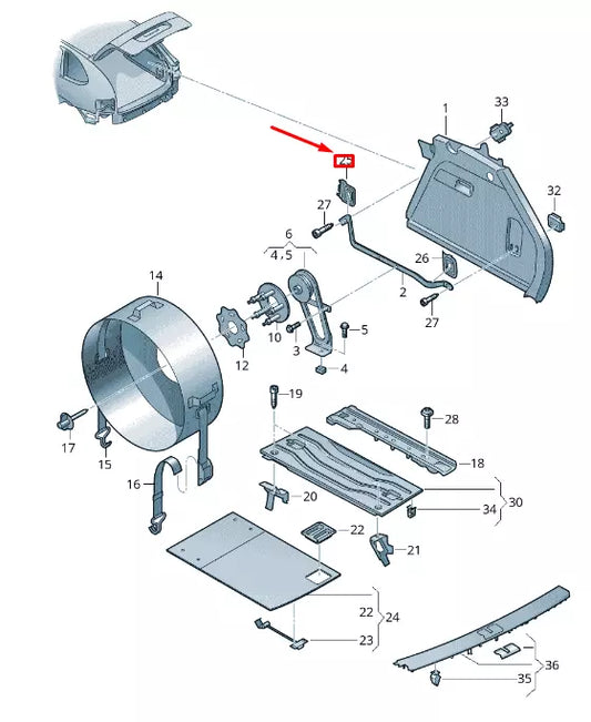 NEW VW TOUAREG 7P MK2 FRONT C-PILLAR SPARE WHEEL TRIM 7P686758582V