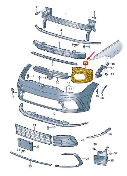 new vw golf cd mk8 front left bumper support element 5h0807723c original