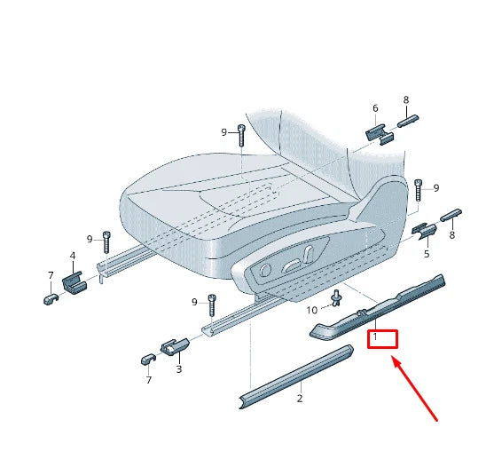 NEW AUDI Q8 4MN LEFT OUTER SEAT GUIDE RAIL COVER 4M0881457BDS2