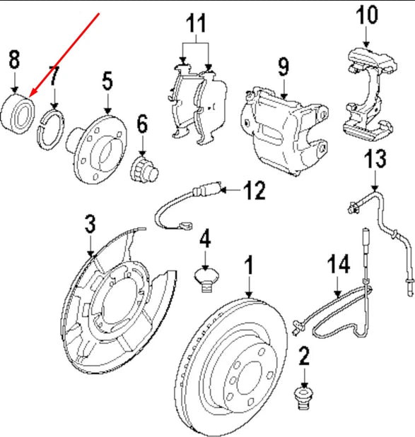 NEW BMW 3 E90 REAR LEFT WHEEL BEARING 33416775842 6775842 ORIGINAL