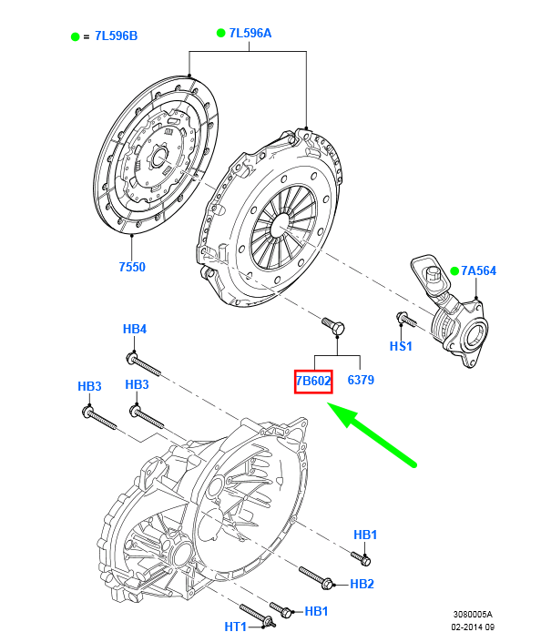 new ford kuga mk1 c394 clutch bolt m8 x 14 torx av4q-7n621-aa 1846270 original