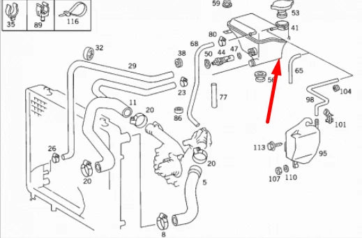NEW MB E-CLASS W124 EXPANSION COOLANT TANK A1245001749 3.0 PETROL