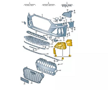 NEW AUDI RS5 8W6 FRONT BUMPER LEFT GRILLE CARBON 8W0807681AS3Q0 ORIGINAL