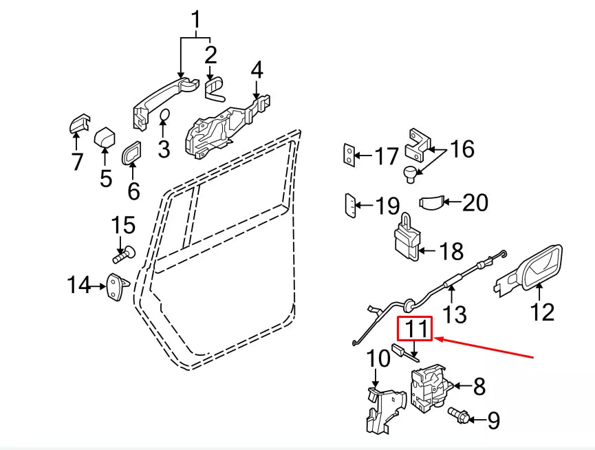 NEW VW GOLF V 1K MK5 REAR LEFT BOWDEN CABLE 3B9839059A ORIGINAL