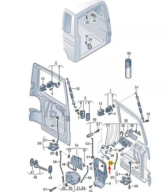 NEW VW TRANSPORTER VI T6 REAR WING DOOR PULL ROD 7H0827841B
