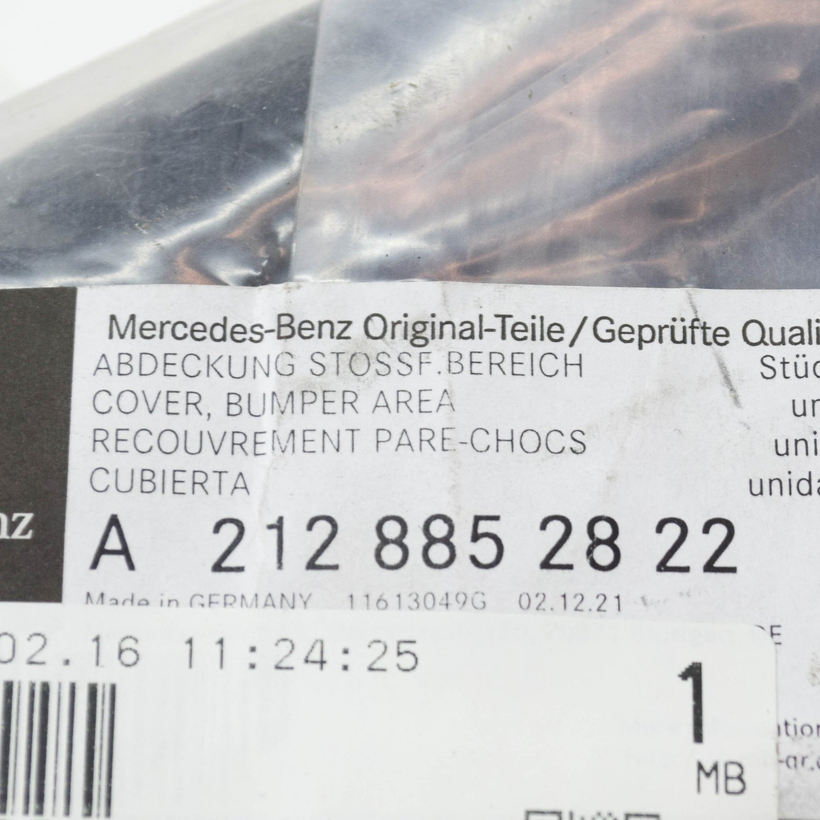 NEW MB E-CLASS W212 FRONT BUMPER REAR RIGHT COVER A2128852822 2015 ORIGINAL