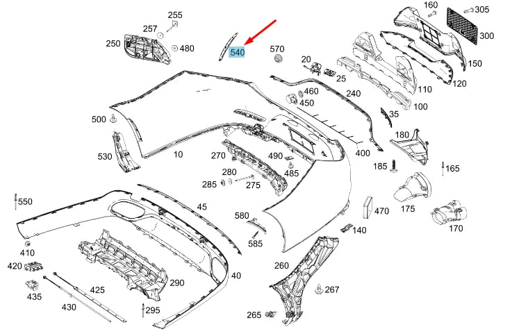 NEW MERCEDES-BENZ CLS C257 REAR BUMPER LEFT COVER GRILLE A2578851701 ORIGINAL