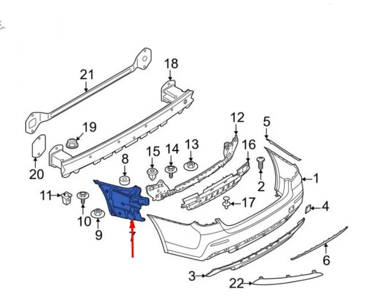 NEW BMW M5 F90 REAR RIGHT BUMPER BRACKET 51128098690 ORIGINAL
