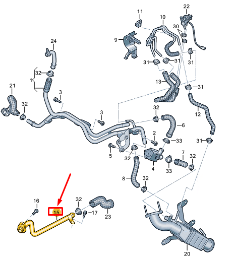 new audi a8 d5 engine coolant pipe 059121512ap original