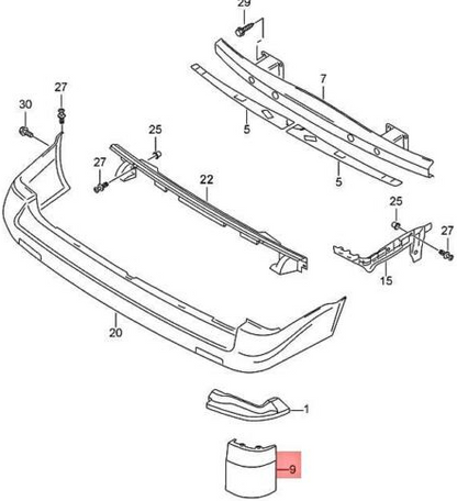 new vw transporter t5 rear right taillight lower trim 7h0807322d7g9 original