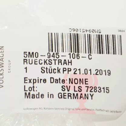 NEW VOLKSWAGEN GOLF PLUS REAR BUMPER RIGHT SIDE REFLECTOR 5M0945106C