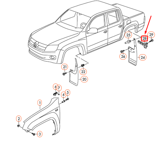 new volkswagen amarok rear right mud flap bracket 2h0821468c original