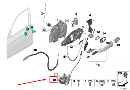 NEW BMW X5 F15,F85 FRONT LEFT DOOR LOCK BOWDEN CABLE 51207419839 7419839