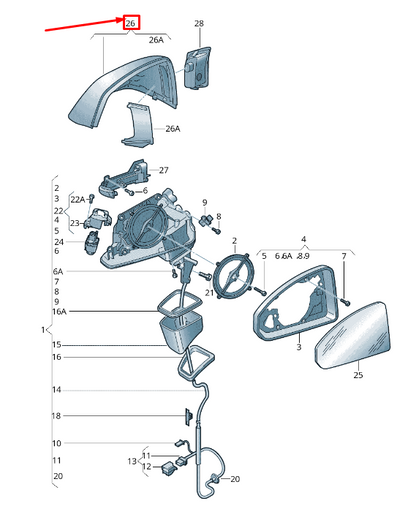 NEW AUDI Q7 4M FRONT RIGHT DOOR MIRROR CAP 4M0857528A GRU 4M0857528AGRU ORIGINAL