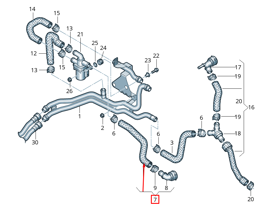 NEW VOLKSWAGEN ATLAS CA1 COOLANT HOSE PIPE 3QF815369D ORIGINAL