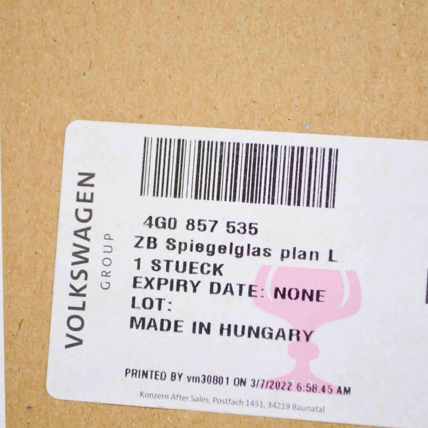 NEW AUDI A6 AVANT 4G MIRROR GLASS FLAT WITH PLATE LEFT 4G0857535 ORIGINAL