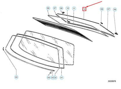 NEW BMW 5 E28 REAR UPPER WINDOW MOLDING 51311820623 1820623 ORIGINAL