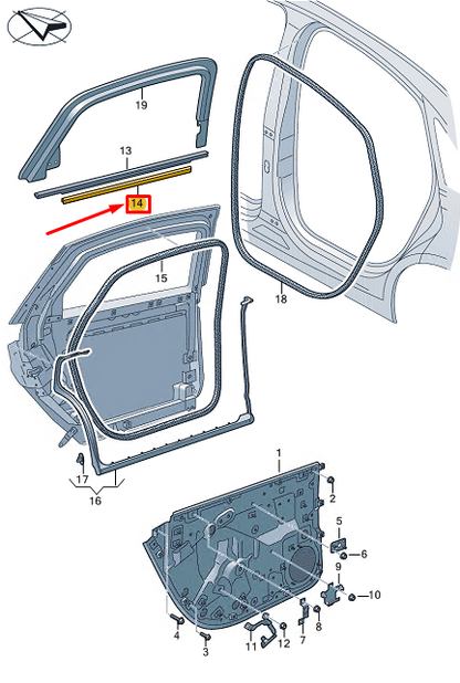 new audi a8 d5 rear right inner door window aperture seal 4n6839480 original