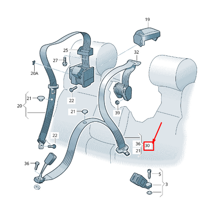new skoda karoq nu rear middle seatbelt 57a857807a raa 57a857807araa original