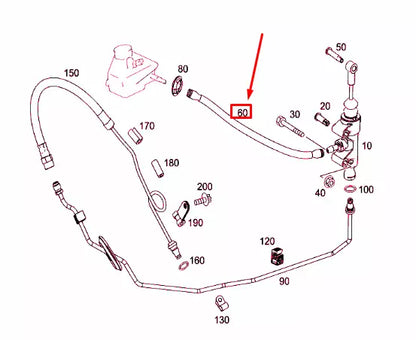 NEW MB SLK R172 PEDAL ASSEMBLY HYDRAULIC HOSE A2039972752 ORIGINAL