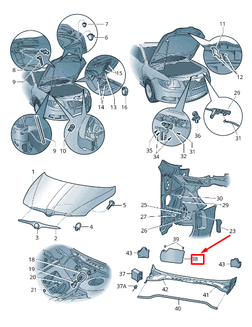 new skoda superb mk2 3t air intake trim plate lhd 3t1815159f original
