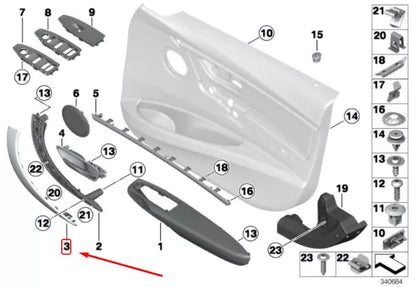 NEW BMW 3 F30 FRONT LEFT DOOR PULL HANDLE TRIM 51417275491 7275491 ORIGINAL