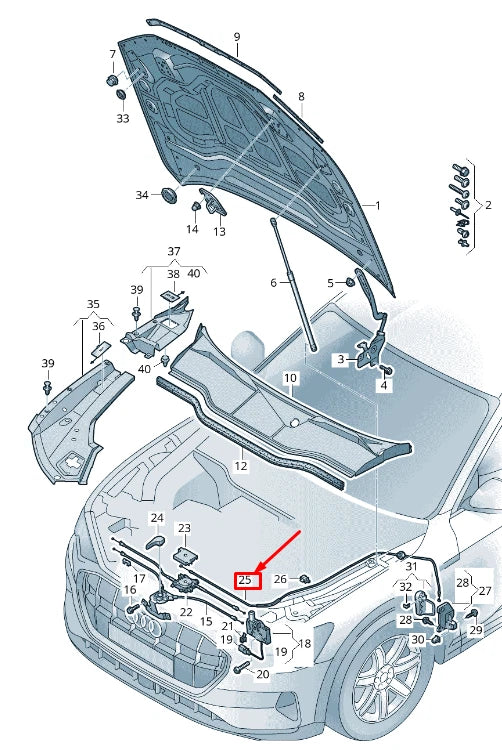 NEW AUDI E-TRON GE BONNET LOCK CABLE LHD 4KL823535B