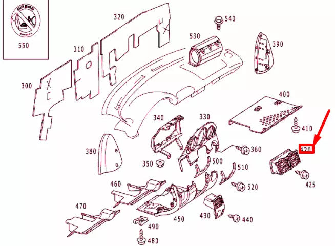 NEW MERCEDES-BENZ SLK R170 CENTRAL AIR NOZZLE A1708301854 ORIGINAL