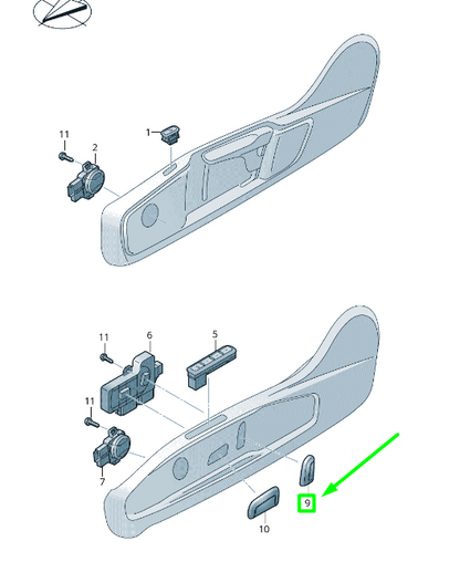 new volkswagen passat b8 3g front left seat knob 7p6959817aqwa original