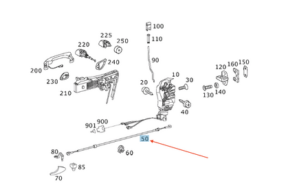 NEW MB SL R230 LOCKING SYSTEM DOOR CABLE FRONT A2307600004 ORIGINAL
