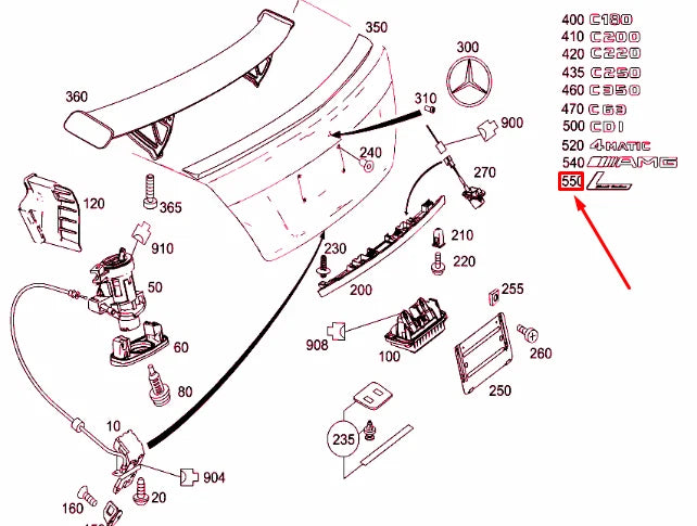 NEW MERCEDES-BENZ C C204 AMG REAR LID EMBLEM BADGE A2048172815 ORIGINAL