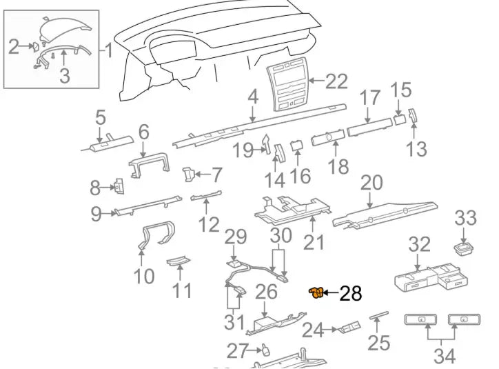 NEW VOLKSWAGEN PHAETON 3D DASHBOARD BRAKE ELEMENT LHD 3B2858309A ORIGINAL