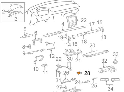 NEW VOLKSWAGEN PHAETON 3D DASHBOARD BRAKE ELEMENT LHD 3B2858309A ORIGINAL