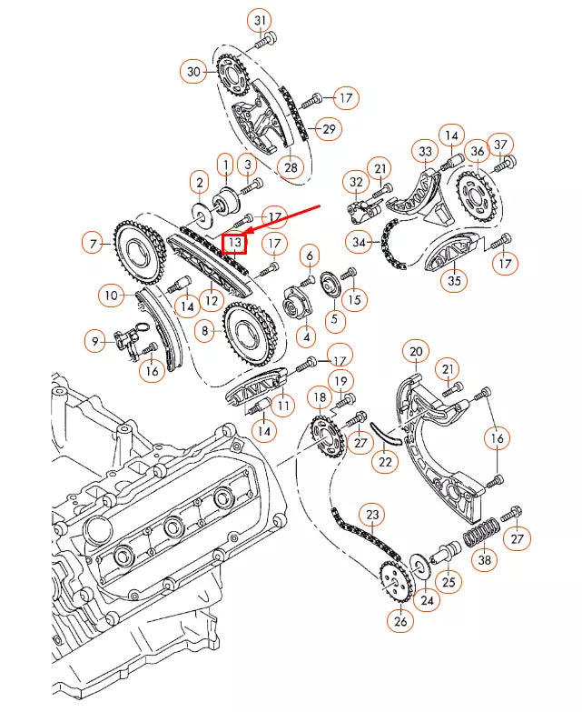 NEW AUDI A4 B8 UPPER CENTRE CAMSHAFT TIMING CHAIN 059109229J