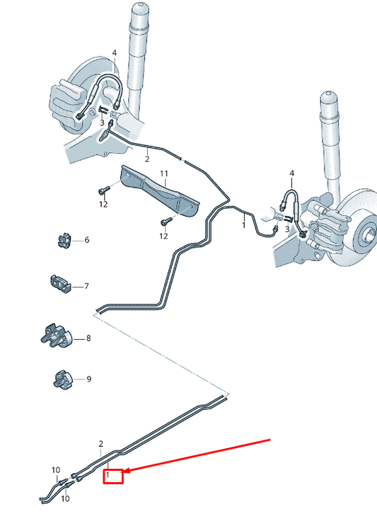 new skoda octavia 5e mk3 rear left brake line 5q0614741c original