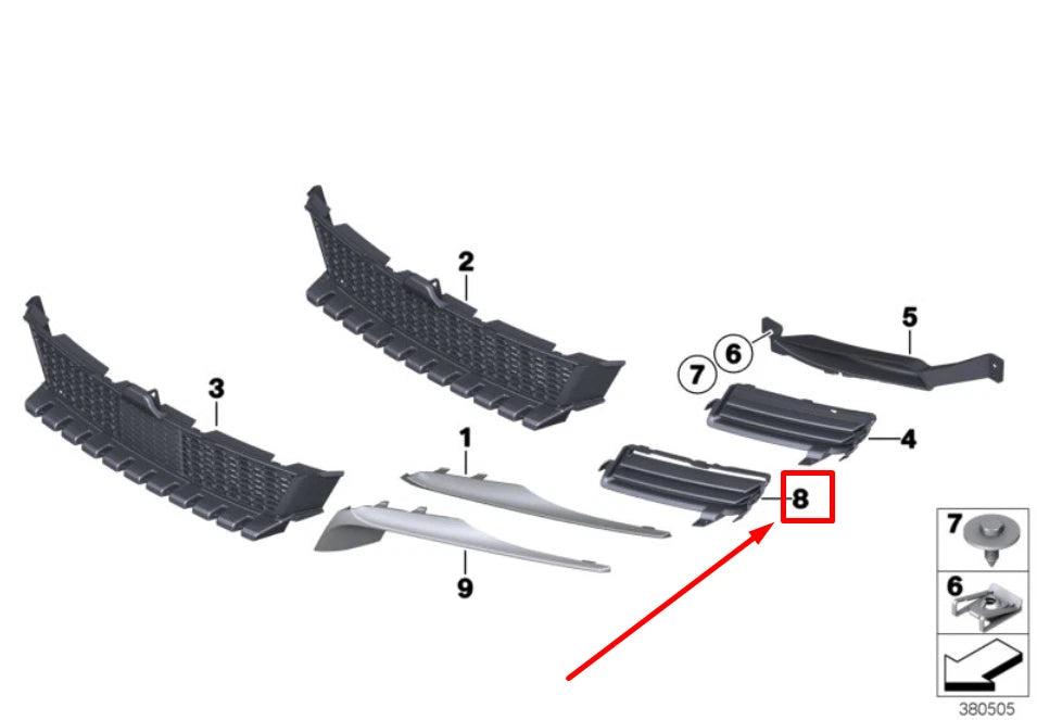 NEW BMW 6 GRAN COUPE F06 FRONT LEFT GRILL 7211473 51117211473 ORIGINAL