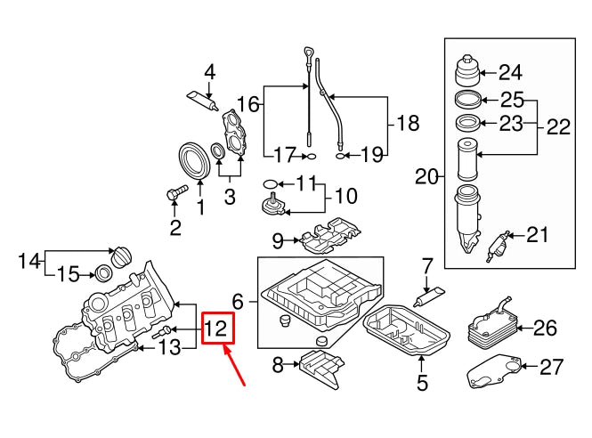 NEW AUDI A8 D3 4E RIGHT VALVE COVER 06E103472L ORIGINAL