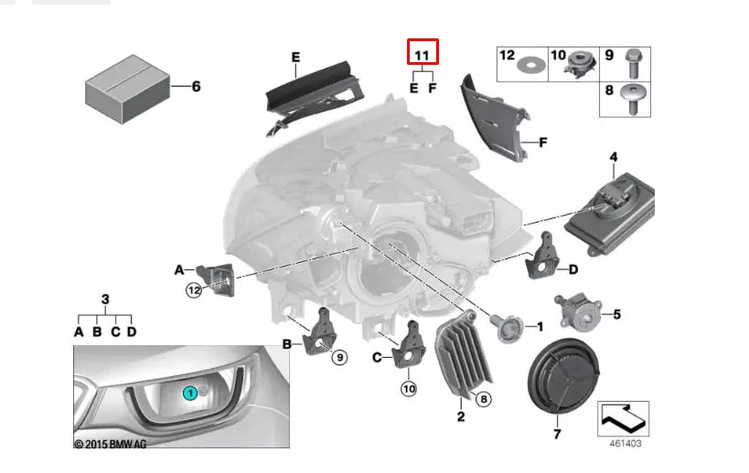 NEW BMW I3 I01 FRONT LEFT HEADLIGHT TRIM 63117396333 ORIGINAL