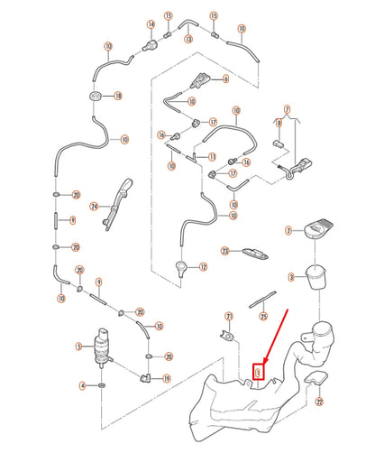 NEW VOLKSWAGEN BEETLE 9C WASH WATER RESERVOIR TANK 1C0955453M