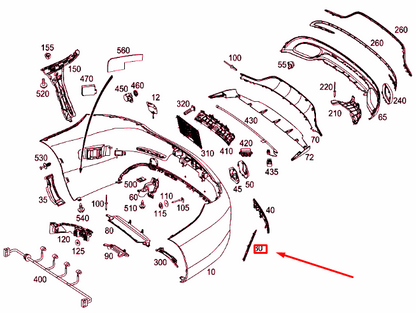 NEW MERCEDES-BENZ C C205 REAR BUMPER LEFT GRILLE COVER A2058850553 ORIGINAL
