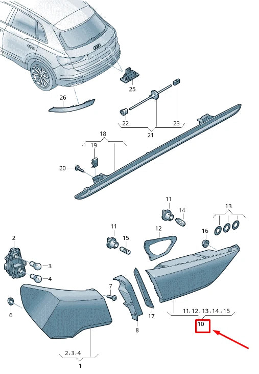 NEW AUDI Q3 F3 REAR RIGHT SIDE TAILGATE TAILLIGHT 83A945076A